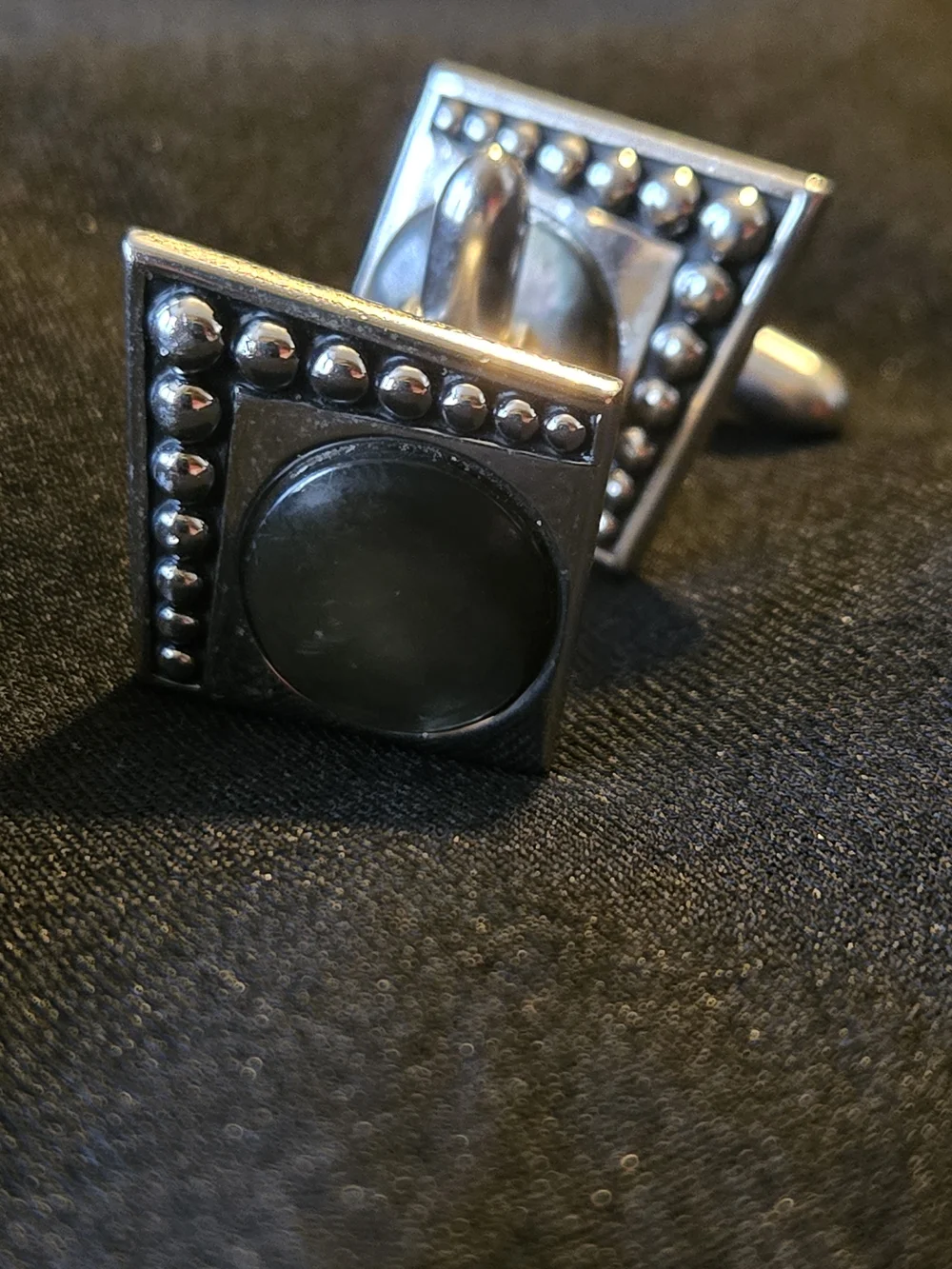Vintage SWANK Men's Cufflinks - Square Gray Abalone / Mother of Pearl  1950-1960